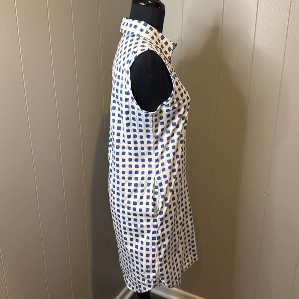 Vineyard Vines Women’s 2 Collared Sleeveless Midi Dress Square Pattern Button - Picture 4 of 8